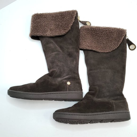Michael Kors Fur Lined Boots Dark Brown Fold Over Sherpa Winter Boot Size 8M - Picture 5 of 12
